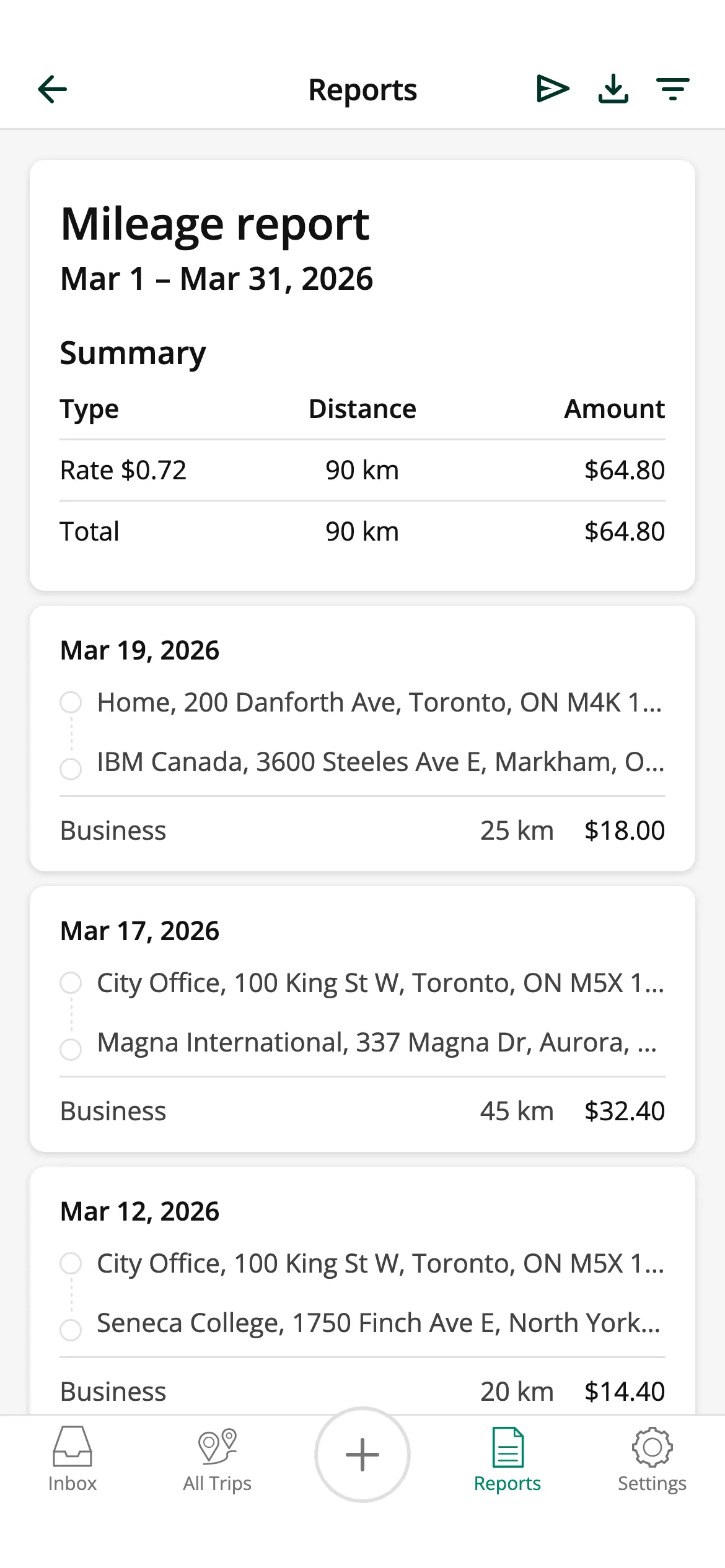 Instant vehicle logs