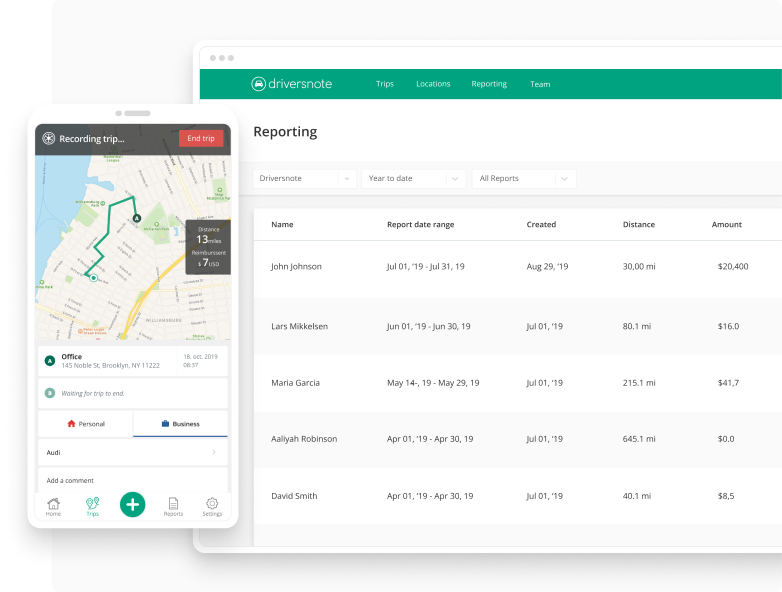 Driversnote on web and mobile